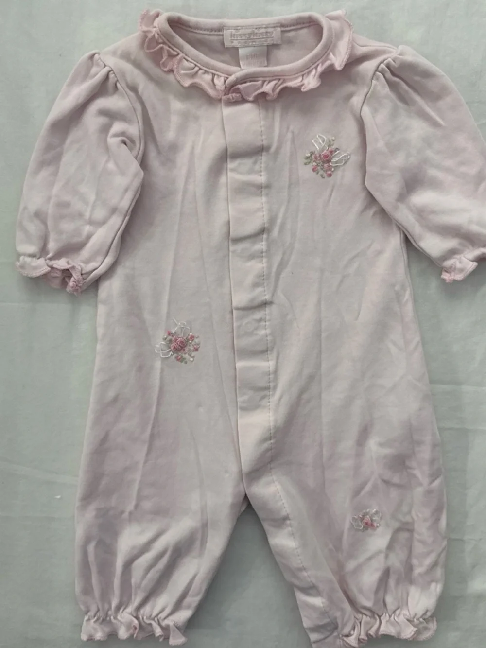 Kissy Kissy Light Pink Ruffle-Collar One-Piece Bodysuit